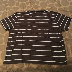 Striped button up tee